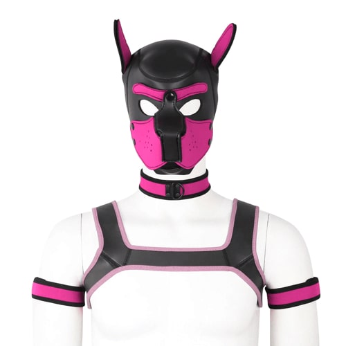 pink Gay Men Neoprene Puppy Hood Set for Kinks and Fetishes - pridevoyageshop.com - gay men’s bodystocking, lingerie, fishnet and fetish wear