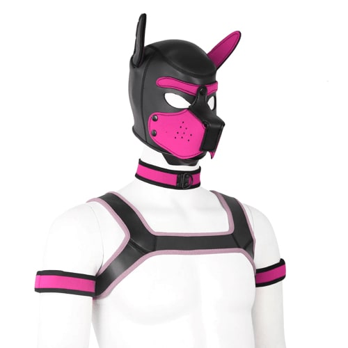 pink Gay Men Neoprene Puppy Hood Set for Kinks and Fetishes - pridevoyageshop.com - gay men’s bodystocking, lingerie, fishnet and fetish wear
