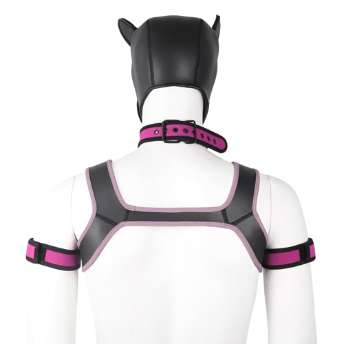 pink Gay Men Neoprene Puppy Hood Set for Kinks and Fetishes - pridevoyageshop.com - gay men’s bodystocking, lingerie, fishnet and fetish wear