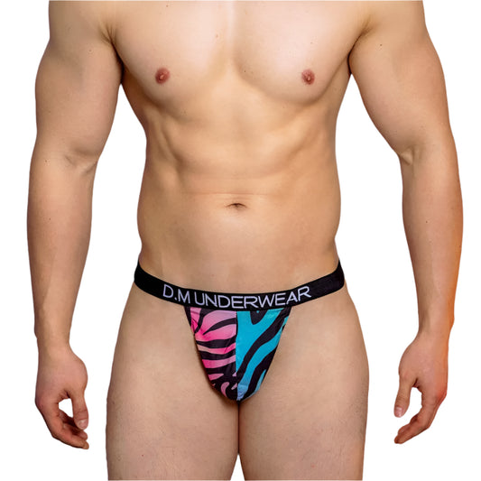 A sexy man in Color Zebra DM Gay Men's Animal Print Thong - pridevoyageshop.com - gay men’s thongs, boxers, briefs and jockstraps