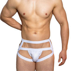 A sexy man in white DM Men’s Bondage Stripper Thong - pridevoyageshop.com - gay men’s thongs, boxers, briefs and jockstraps