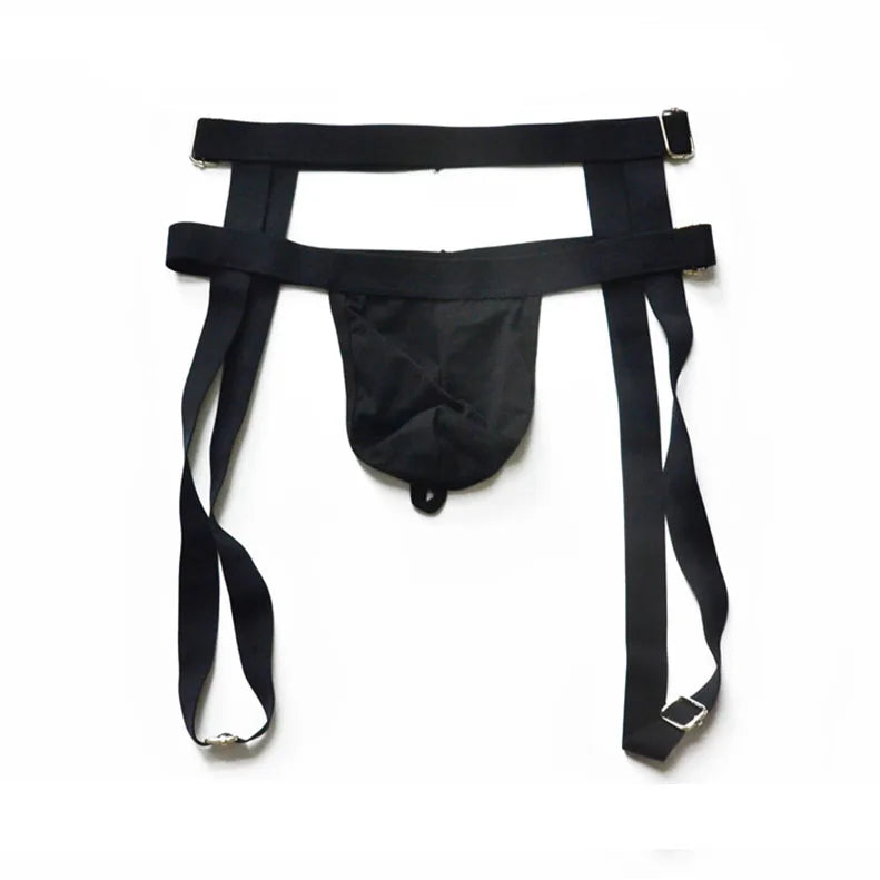 Black DM Men’s Bondage Stripper Thong - pridevoyageshop.com - gay men’s thongs, boxers, briefs and jockstraps