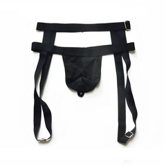 Black DM Men’s Bondage Stripper Thong - pridevoyageshop.com - gay men’s thongs, boxers, briefs and jockstraps