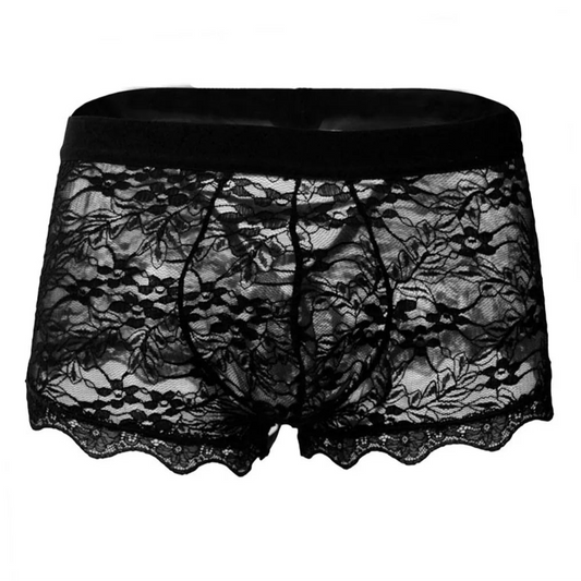 Black Men’s Backdoor Boudoir Lace-Up Boxers - pridevoyageshop.com - gay men’s thongs, boxers, briefs and jockstraps