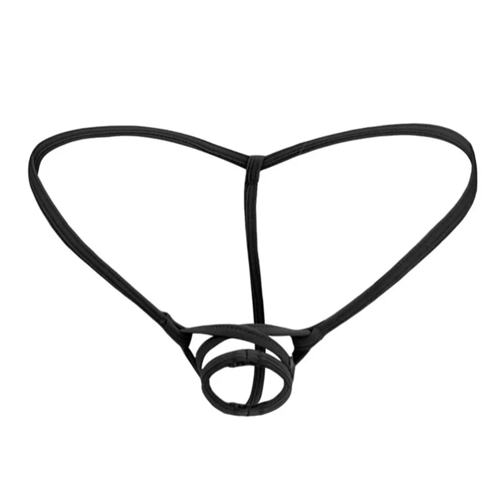 Black Men’s Bondage Cock Ring Thong - pridevoyageshop.com - gay men’s thongs, boxers, briefs and jockstraps