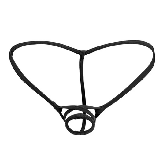 Black Men’s Bondage Cock Ring Thong - pridevoyageshop.com - gay men’s thongs, boxers, briefs and jockstraps