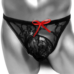 Black Men’s Bow Lace Panties - pridevoyageshop.com - gay men’s thongs, boxers, briefs and jockstraps