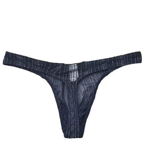 Black Men’s Glitter Mesh Sheer T-Back Thong - pridevoyageshop.com - gay men’s thongs, boxers, briefs and jockstraps