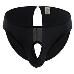 Black Men’s Open Invitation Peephole Brief - pridevoyageshop.com - gay men’s thongs, boxers, briefs and jockstraps