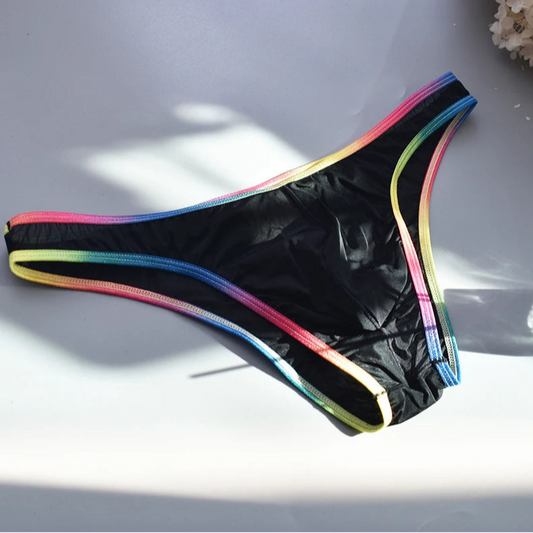 Black Men’s Rainbow Trim Pride Mini Brief - pridevoyageshop.com - gay men’s thongs, boxers, briefs and jockstraps