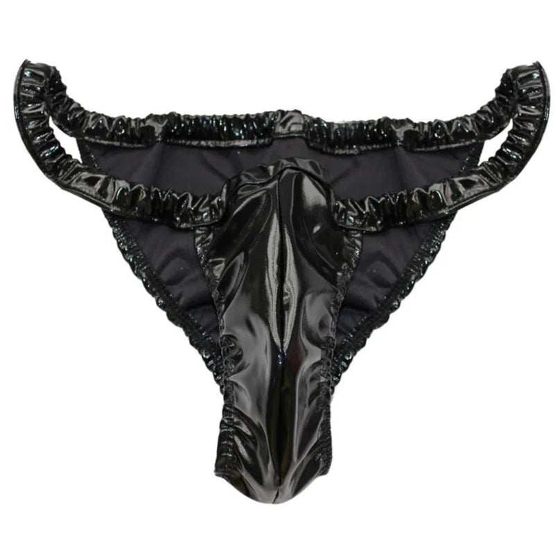 Black Men’s Ruffle Royale Kink Thong - pridevoyageshop.com - gay men’s thongs, boxers, briefs and jockstraps