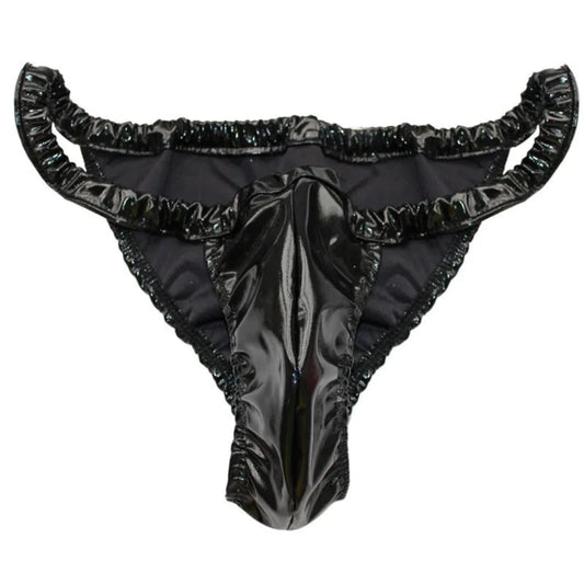 Black Men’s Ruffle Royale Kink Thong - pridevoyageshop.com - gay men’s thongs, boxers, briefs and jockstraps