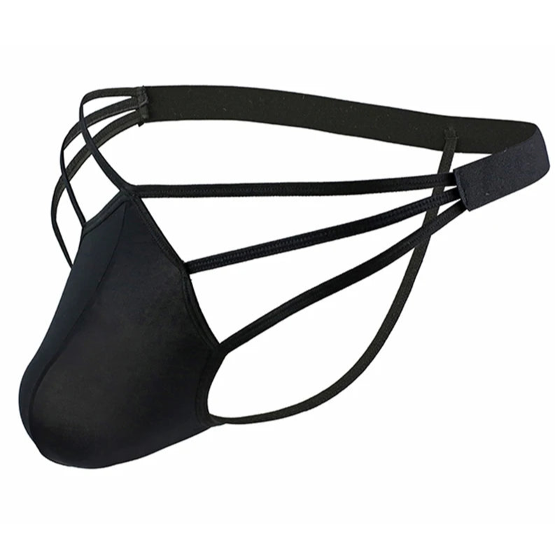 Black Men’s Strappy Hung Bulge Cage Thong - pridevoyageshop.com - gay men’s thongs, boxers, briefs and jockstraps