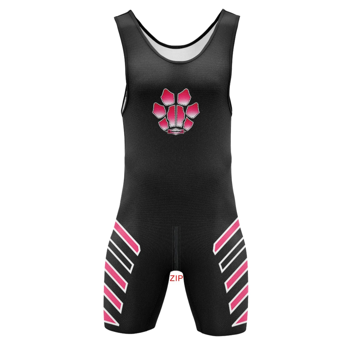 Black and Pink Paw Puppy Play Wrestling Singlet – Zipper Edition