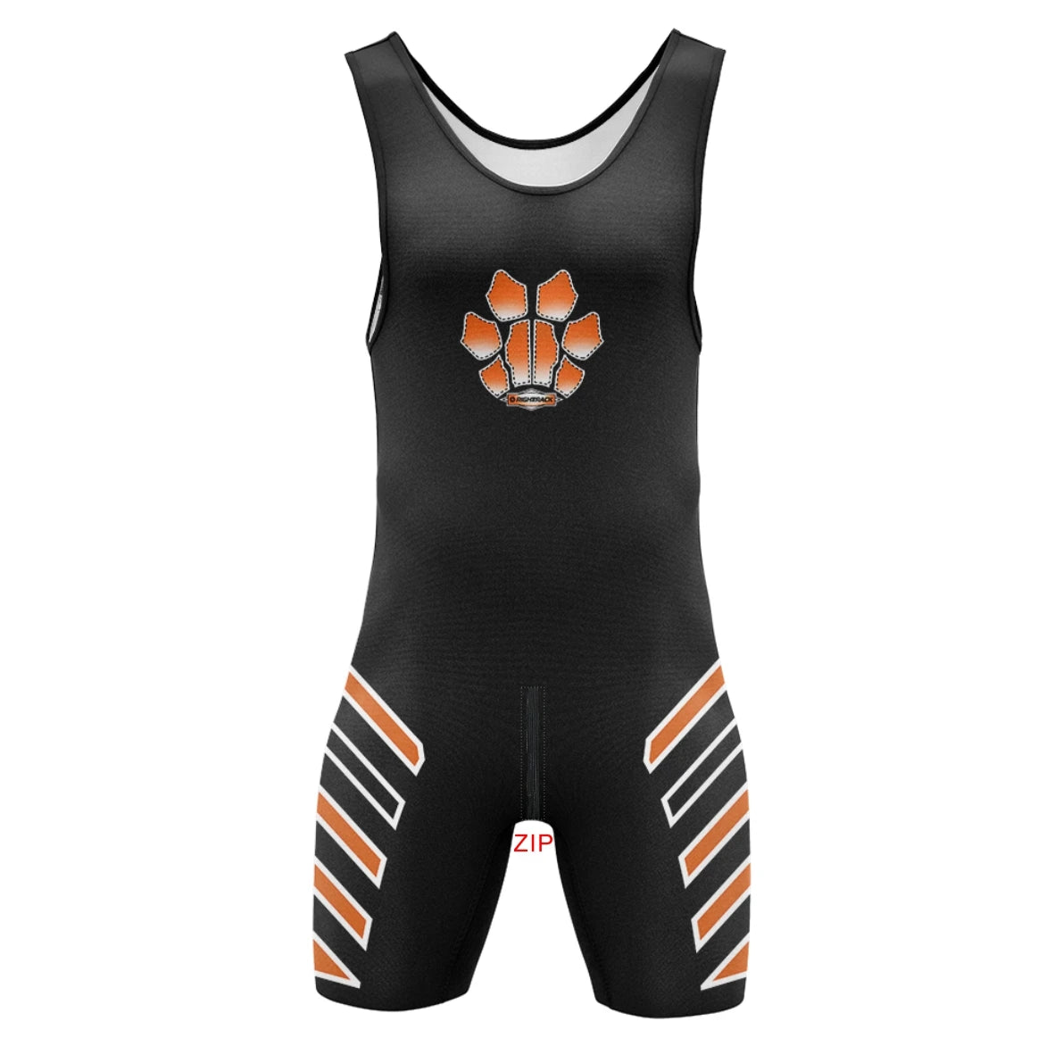 Black and orange Paw Puppy Play Wrestling Singlet – Zipper Edition from Pridevoyageshop