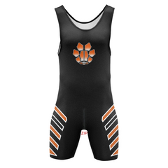 Black and orange Paw Puppy Play Wrestling Singlet – Zipper Edition from Pridevoyageshop