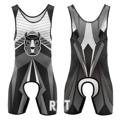 Black and white Alpha Puppy Open-Crotch Wrestling Singlet from Pridevoyageshop