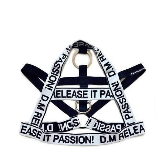 white DM Passion Chest Harness | Gay Harness- pridevoyageshop.com - gay men’s harness, lingerie and fetish wear