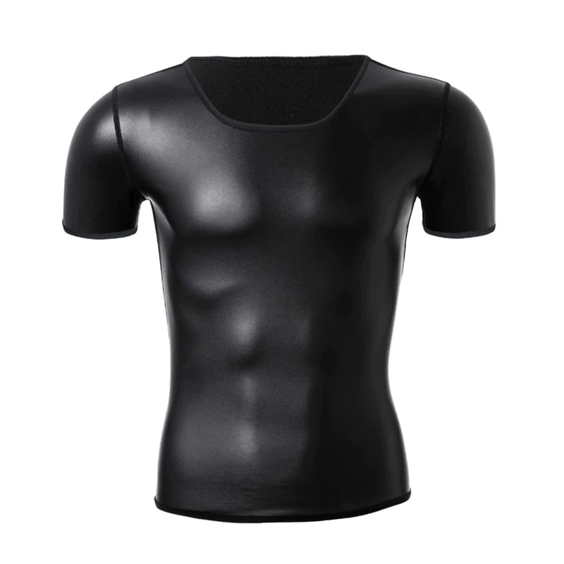 Crew Neck Black Blacksmith Armor Wetlook PU Fetish Top - pridevoyageshop.com - gay men's fashion, clubwear, party outfit