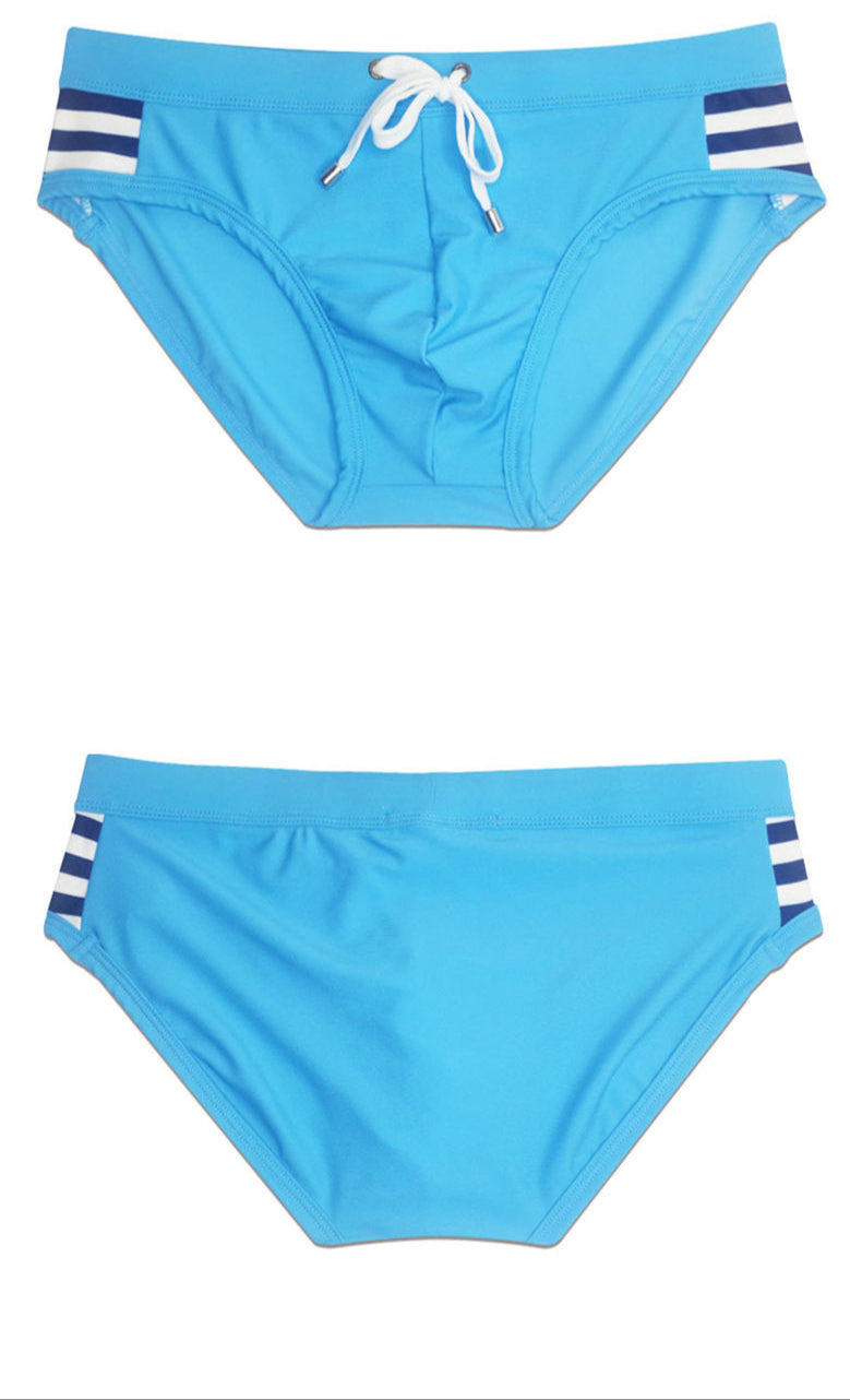 Details of Men’s Striped Stallion Low Rise Swim Briefs with pad - pridevoyageshop.com - gay men’s sexy swim briefs, trunks, board shorts, and bikinis