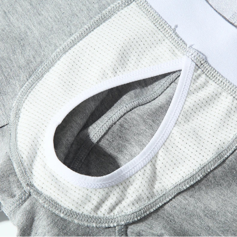 Details of gray Men’s Peek-a-Bulge Mesh Pouch Boxers - pridevoyageshop.com - gay men’s thongs, boxers, briefs and jockstraps