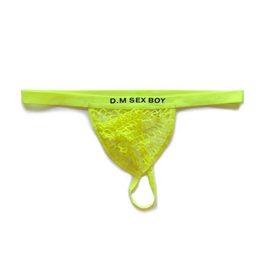 Fluorescent Green Men’s D.M. Sex Boy Fishnet Thong - pridevoyageshop.com - gay men’s thongs, boxers, briefs and jockstraps