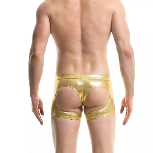 Gold Men’s Metallic Peephole Boxer - pridevoyageshop.com - gay men’s thongs, boxers, briefs and jockstraps