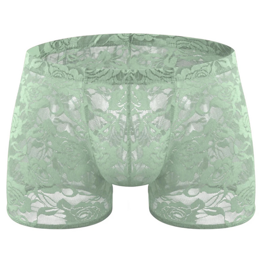 Green Men’s Floral Fetish Lace Boxers - pridevoyageshop.com - gay men’s thongs, boxers, briefs and jockstraps