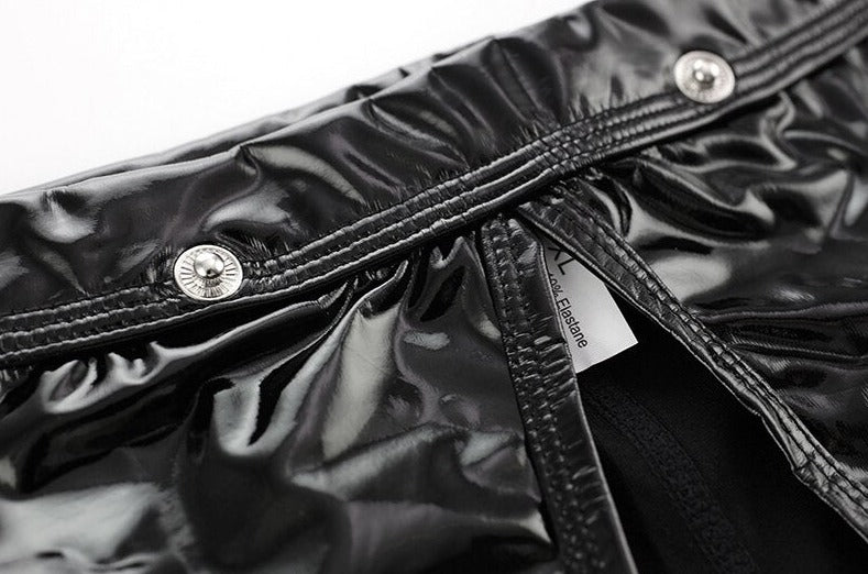 details of black Kinky Removable Open Pouch Boxers | Gay Underwear- pridevoyageshop.com - gay men’s underwear and swimwear