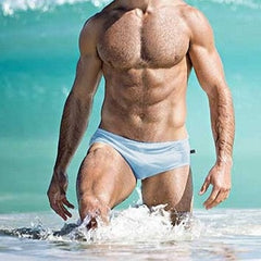sexy gay man in sky blue Gay Swimwear | Men's Bold Solid Swim Briefs- pridevoyageshop.com - gay men’s underwear and swimwear