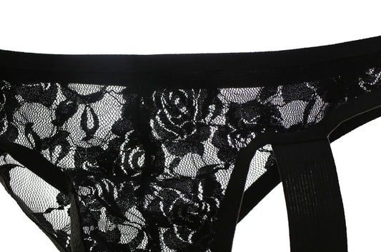 details of white Lace Briefs with Leg Strap: Mens Lace Panties and Lace Jockstrap - pridevoyageshop.com - gay men’s underwear and swimwear