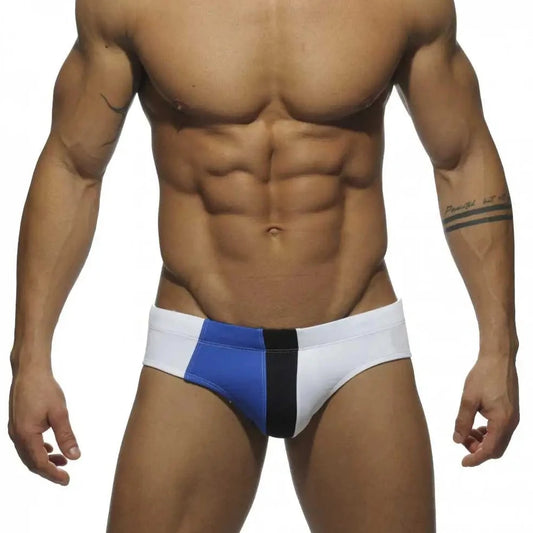 Blue + White Gay Men's Racing Swim Briefs - pridevoyageshop.com - gay men’s underwear and swimwear