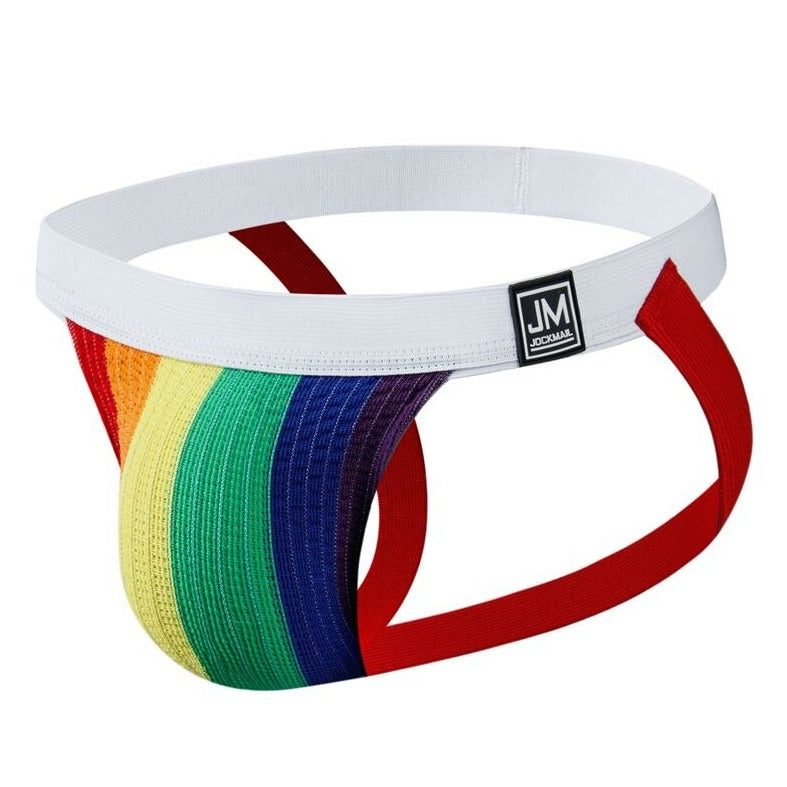 white belt Jockmail Rainbow Pride Jockstrap | Good Pouch Underwear for Men - pridevoyageshop.com - gay men’s underwear and swimwear