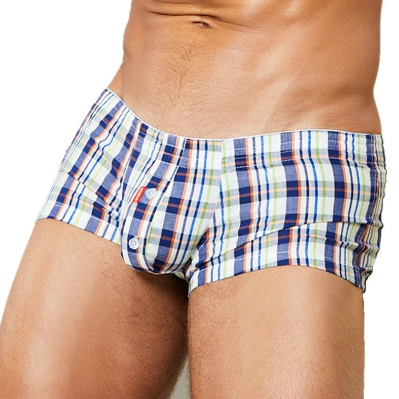 hot gay man in white Men's Sexy Tight Plaid Woven Boxer | Gay Underwear- pridevoyageshop.com - gay men’s underwear and swimwear