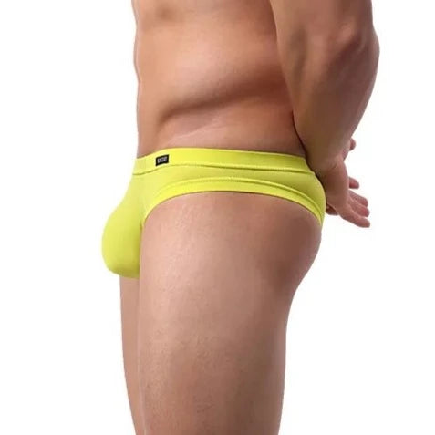 sexy gay man in yellow Men's Bold Skinny Buns Out Briefs 6-Pack - pridevoyageshop.com - gay men’s underwear and swimwear