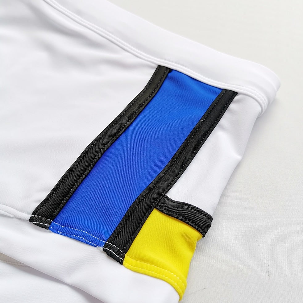 details of Gay Swimwear & Beachwear | Piet Mondrian Art Deco Swim Trunks - pridevoyageshop.com - gay men’s underwear and swimwear