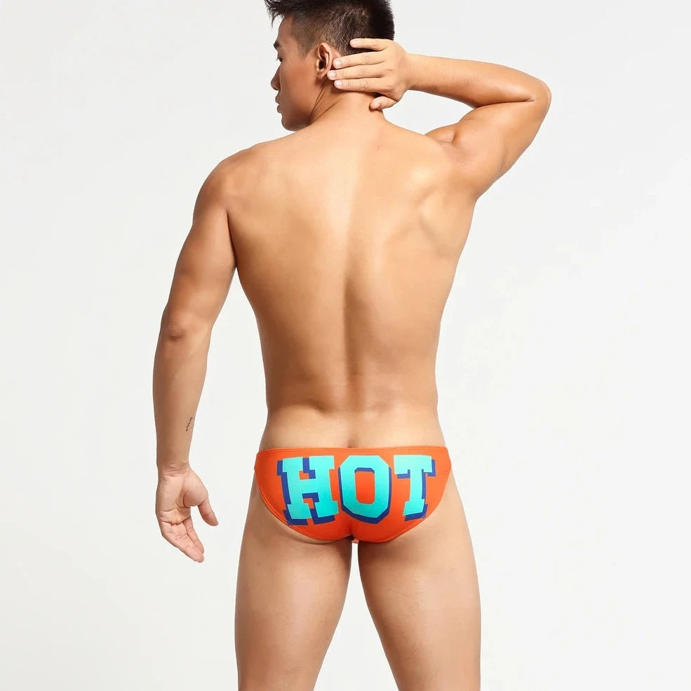 a hot gay man in orange Bottom's Hot Skinny Boxer Briefs - pridevoyageshop.com - gay men’s underwear and swimwear