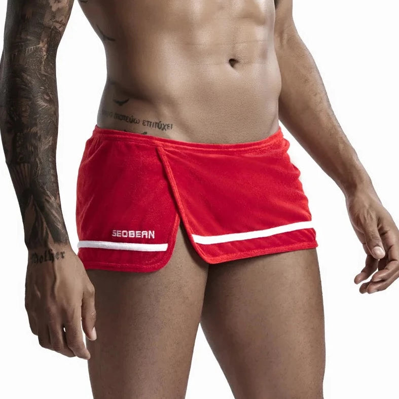 a hot gay man in red Men's Running Shorts with Hidden Briefs - pridevoyageshop.com - gay men’s underwear and swimwear