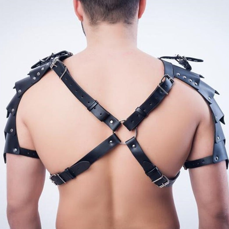 sexy gay man in Gothic Winged Gladiator Harness | Gay Harness- pridevoyageshop.com - gay men’s harness, lingerie and fetish wear