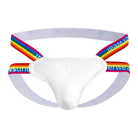 white Gay Jockstraps: Jock Strap Wrestling & Pride Jockstrap- pridevoyageshop.com - gay men’s underwear and swimwear