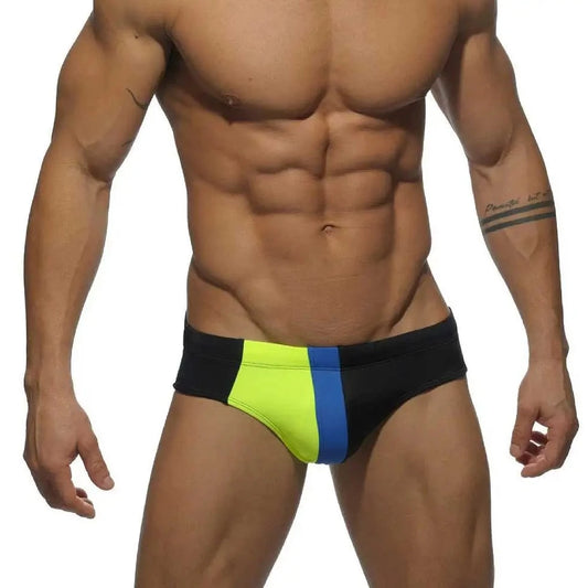 Neon Green + Black Gay Men's Racing Swim Briefs - pridevoyageshop.com - gay men’s underwear and swimwear