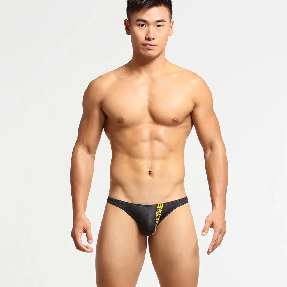 a hot gay man in black Bottom's Hot Skinny Boxer Briefs - pridevoyageshop.com - gay men’s underwear and swimwear