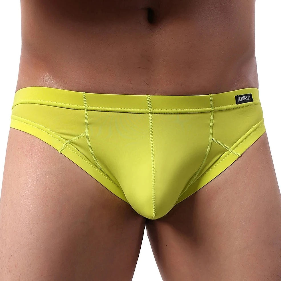 sexy gay man in yellow Men's Bold Skinny Buns Out Briefs 6-Pack - pridevoyageshop.com - gay men’s underwear and swimwear