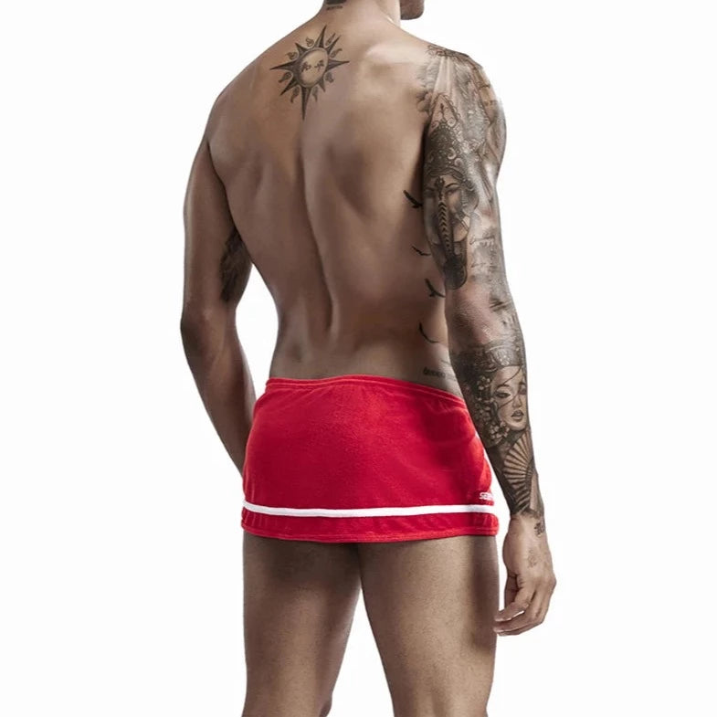 a hot gay man in red Men's Running Shorts with Hidden Briefs - pridevoyageshop.com - gay men’s underwear and swimwear