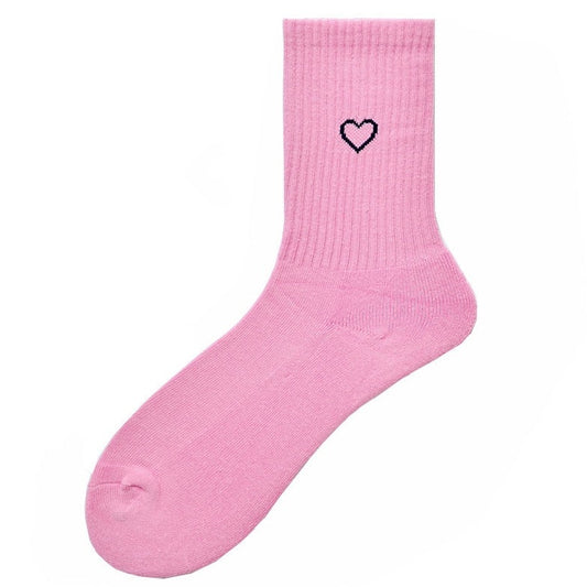 pink Men's Heart Crew Socks: Gay White Socks for the Modern Gay Man- pridevoyageshop.com - gay men’s harness, lingerie and fetish wear