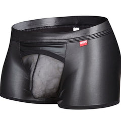 Kinky Transparent Mesh Pouch Leather Boxers