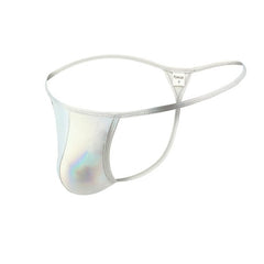 silver CLEVER-MENMODE Shiny Faux Leather Thong | Gay Mens Underwear- pridevoyageshop.com - gay men’s underwear and swimwear