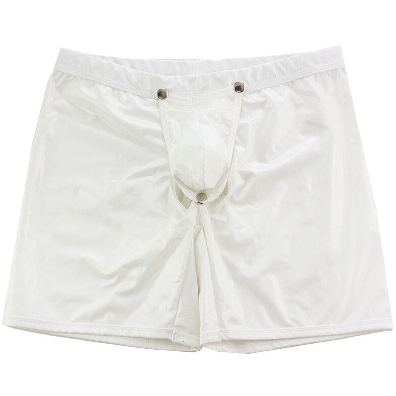 details of white Kinky Removable Open Pouch Boxers | Gay Underwear- pridevoyageshop.com - gay men’s underwear and swimwear