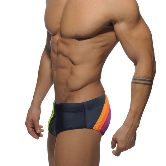 a hot gay man in black Men's Rainbow Surge Swim Briefs - pridevoyageshop.com - gay men’s underwear and swimwear