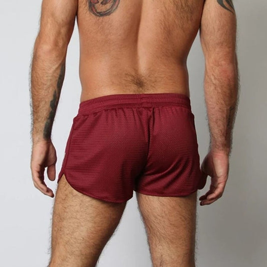sexy gay man in red Men's Mesh Gym Short Shorts | Gay Shorts - Men's Activewear, gym short, sport shorts, running shorts- pridevoyageshop.com